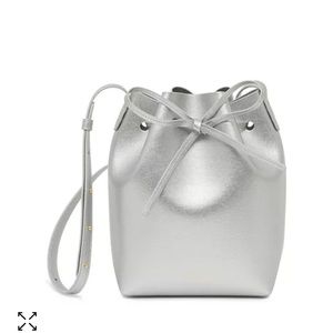 Mansur Gavriel Mini Leather Bucket Bag Silver. Authentic